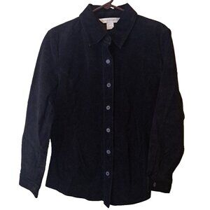 Jessica Holbrook Leather Top Blouse Womens Black Button Front Western M